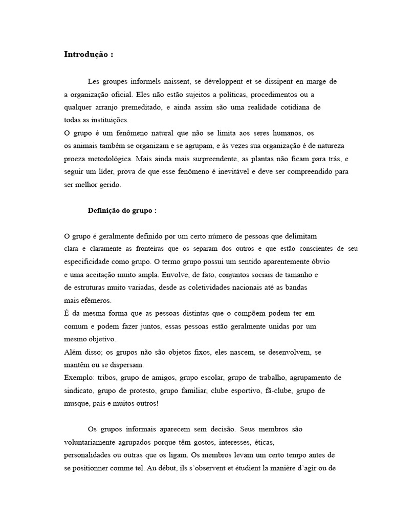 Dinâmica e Gestão de Grupos Informais | PDF | Liderança | Autismo