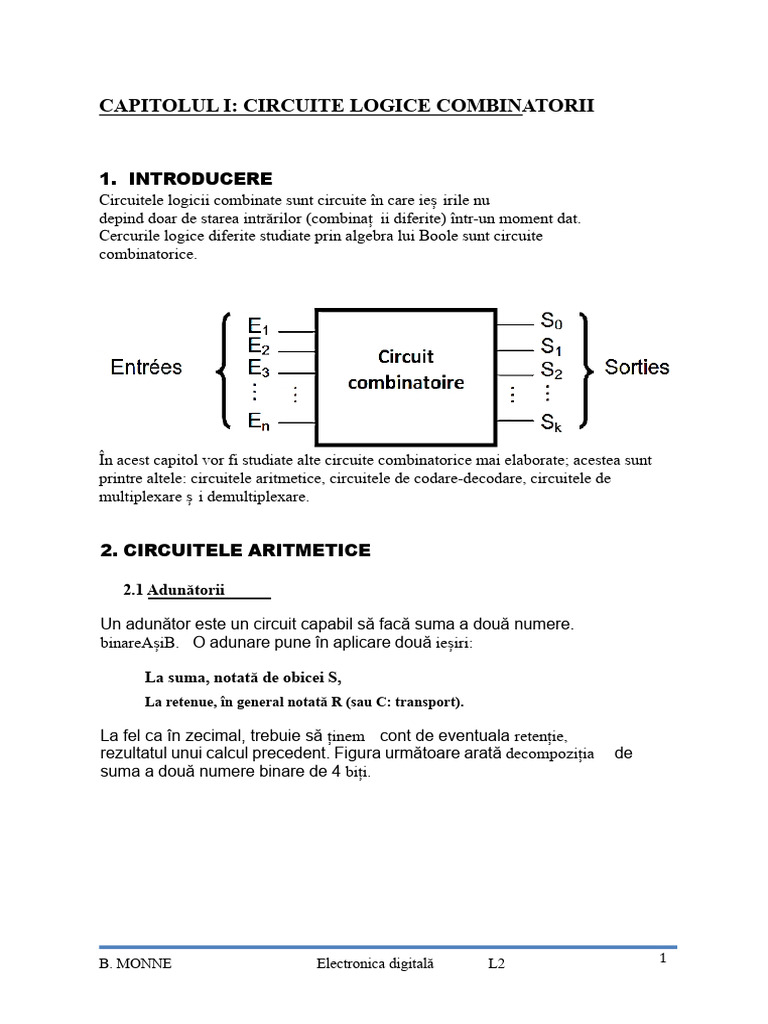 CAPITOLUL I Circuite Logice Combinate PDF | PDF