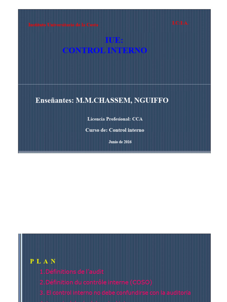 Control Interno y Auditoría: Guía COSO | PDF | Auditoría | Contralor