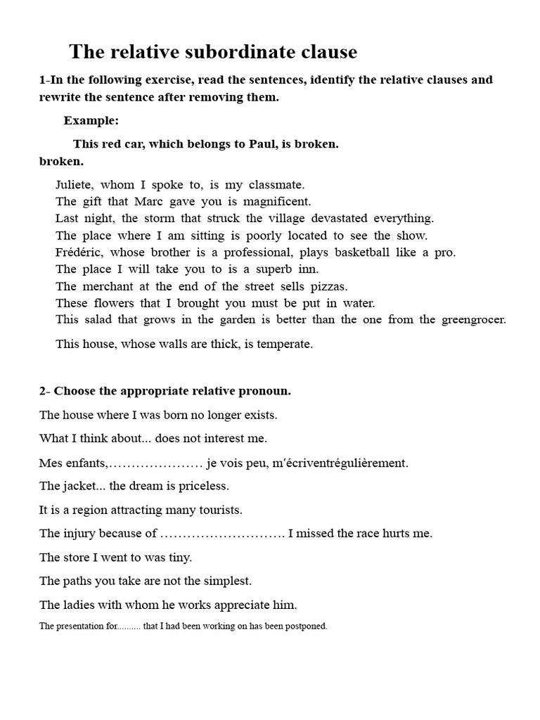 The relative subordinate clause.docx | PDF | Linguistic Typology ...