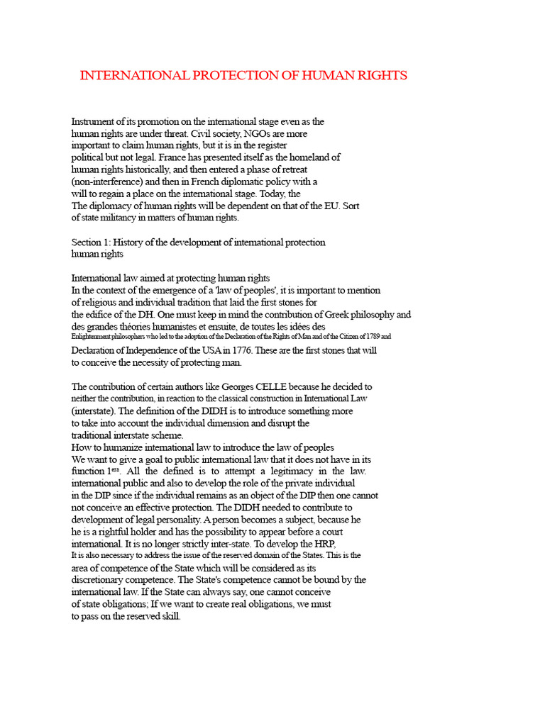 International Human Rights Protection Overview | PDF | Human Rights ...