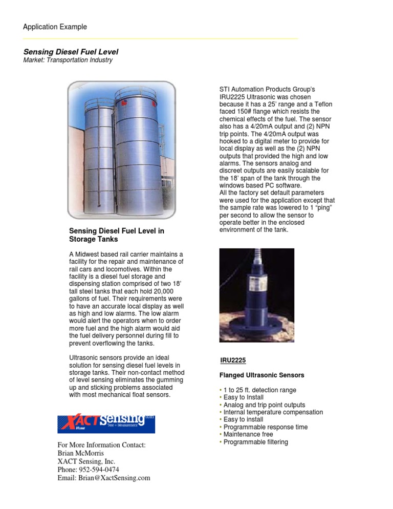 Measuring Diesel Fuel Tank Level 122808 Sensor Diesel Engine