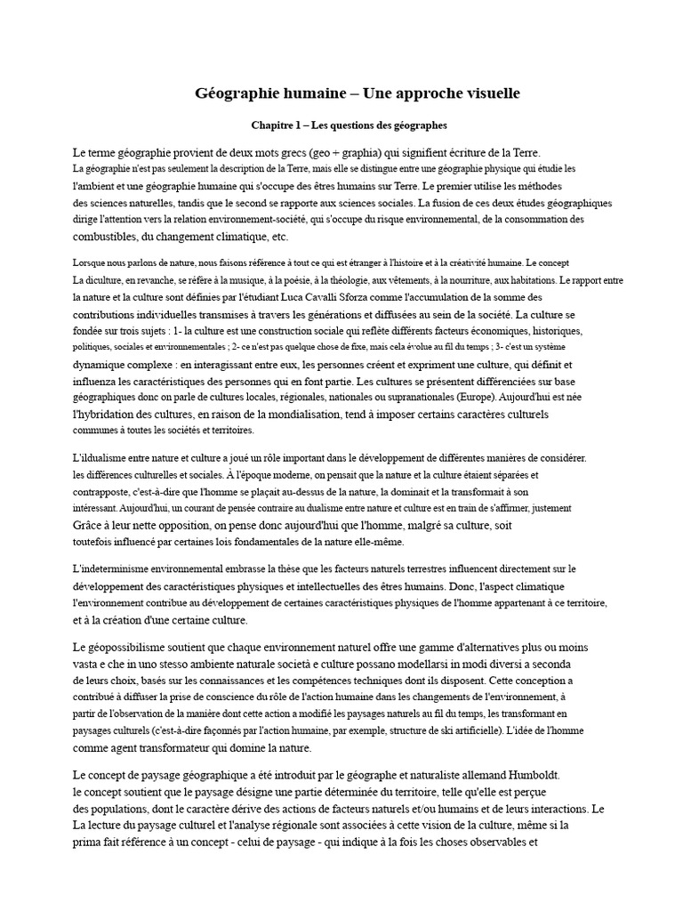 Géographie humaine : Nature et culture | PDF | Migration humaine ...