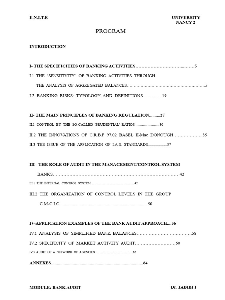 Banking Audit Module Overview | PDF | Banks | Internal Control