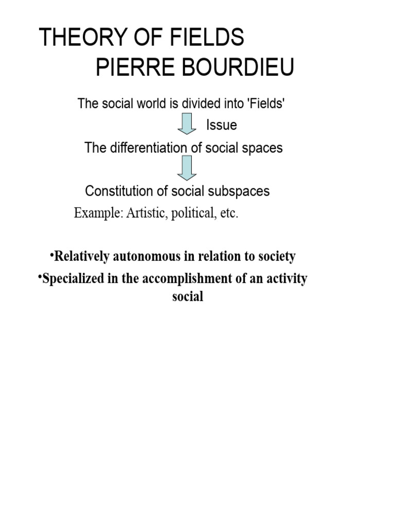 Bourdieu's Theory of Social Fields | PDF | Sociological Theories ...