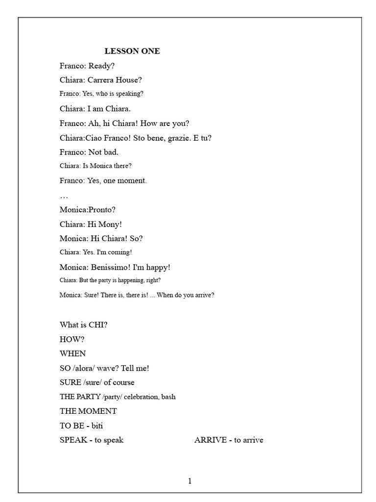 Italian Language Learning: Basics and Conversations | PDF | Grammatical ...