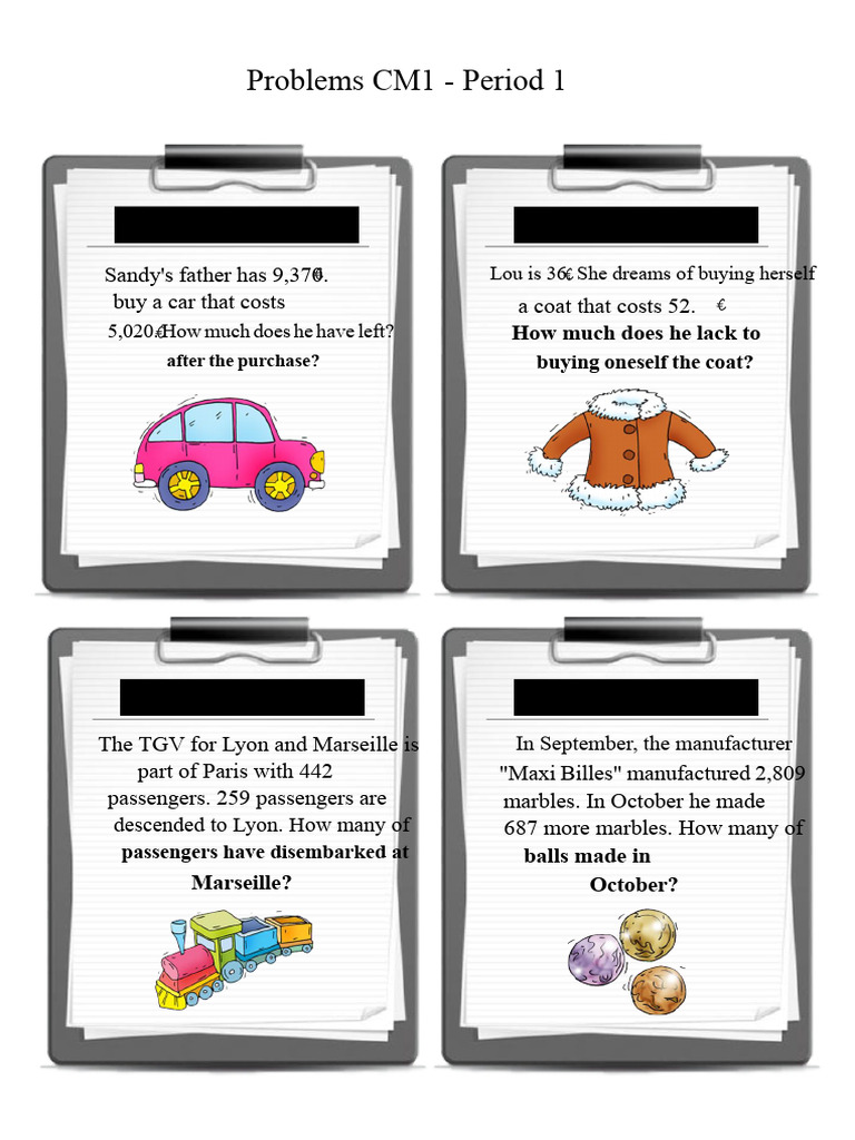 CM1 & CM2 Math Problems and Solutions | PDF