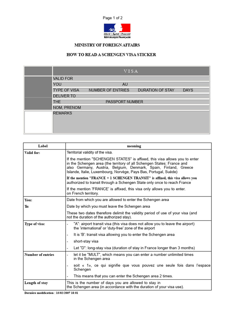 How To Read A Schengen Visa Sticker | PDF | Travel Visa | Government ...