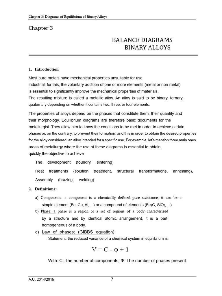 CH 3. Diagrams of equilibrium of binary alloys.pdf | PDF | Phase ...
