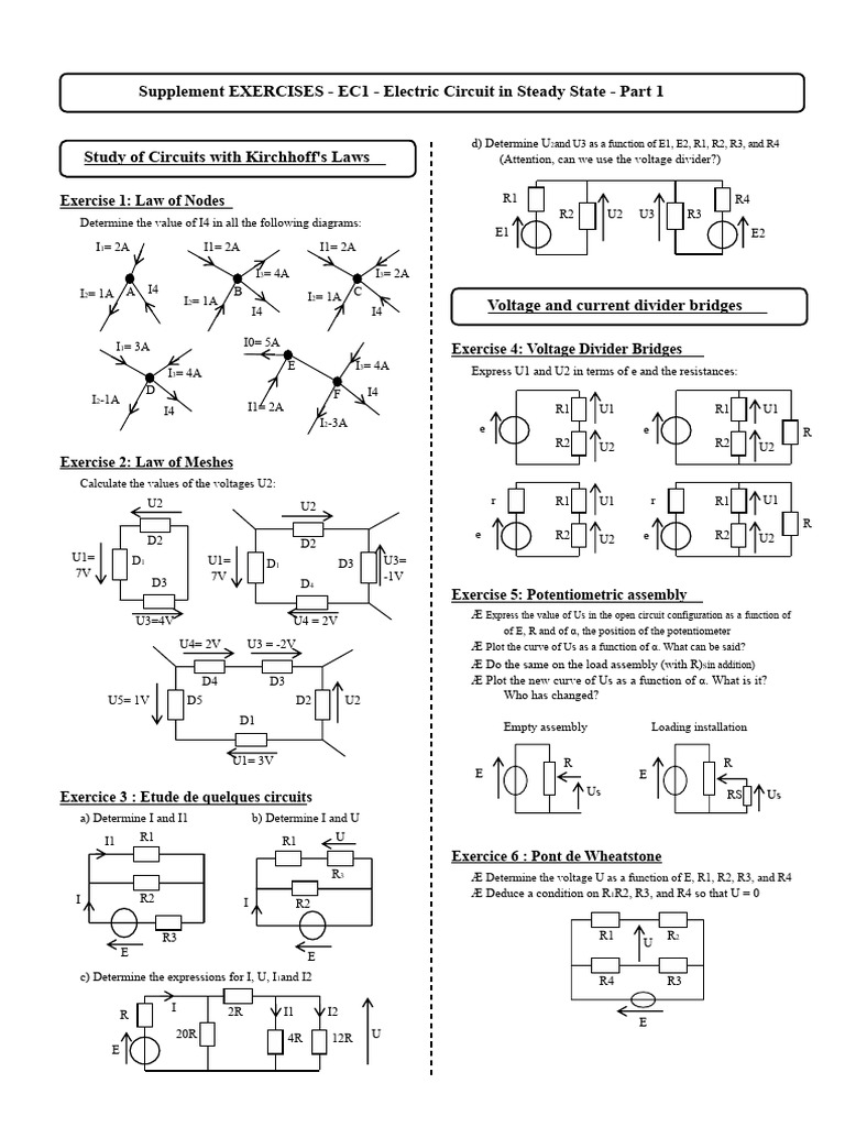 Electric Circuit Exercises and Solutions | PDF | Resistor | Electrical ...