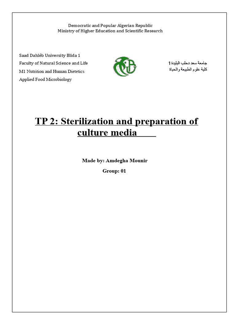 Sterilization and Preparation of Culture Media | PDF | Sterilization ...