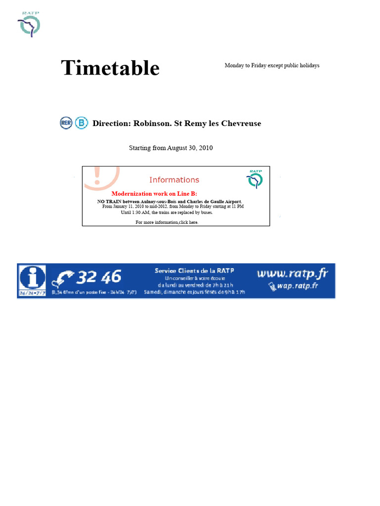 RER B Timetable Updates and Changes | PDF | Public Transport ...