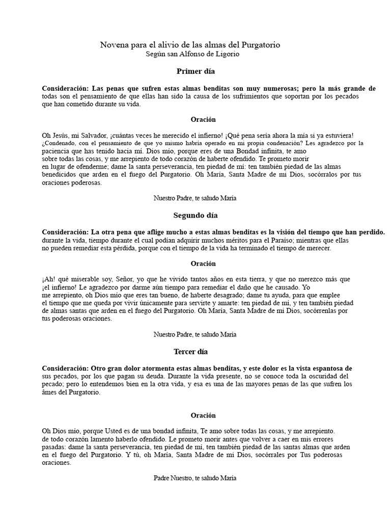 Novena Por Las Almas Del Purgatorio PDF | PDF | Purgatorio | María ...