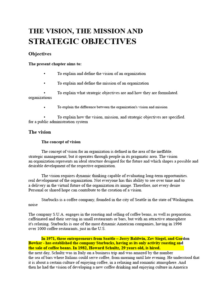 Vision, Mission, and Strategic Objectives | PDF | Strategic Management