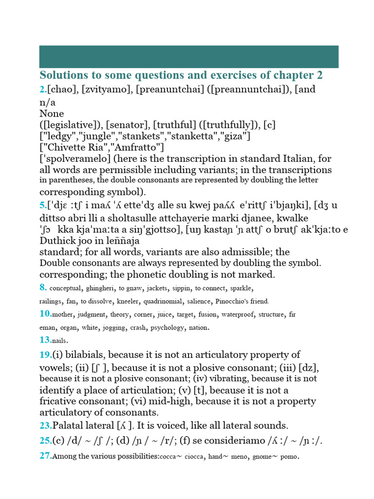 Chapter 2-4 Exercise Solutions | PDF | Word | Verb