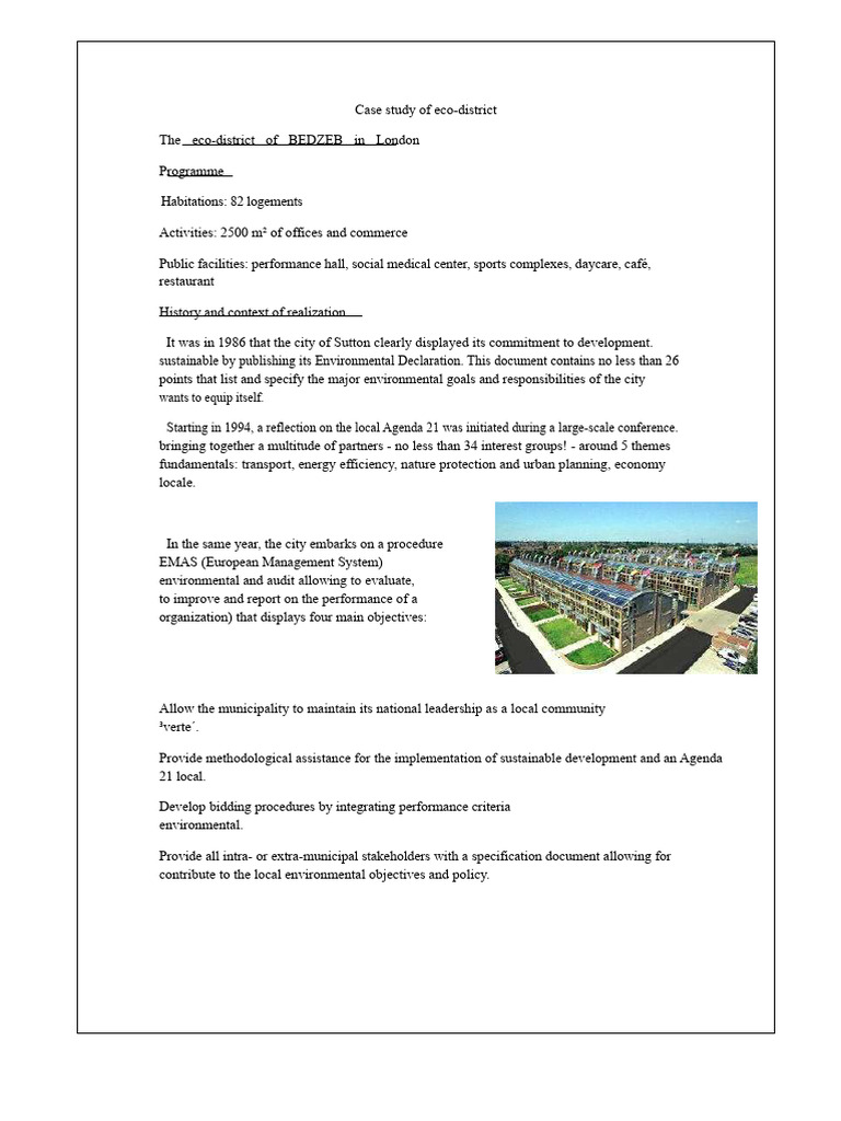BedZED Eco-District Case Study | PDF | Building Insulation | Efficient ...