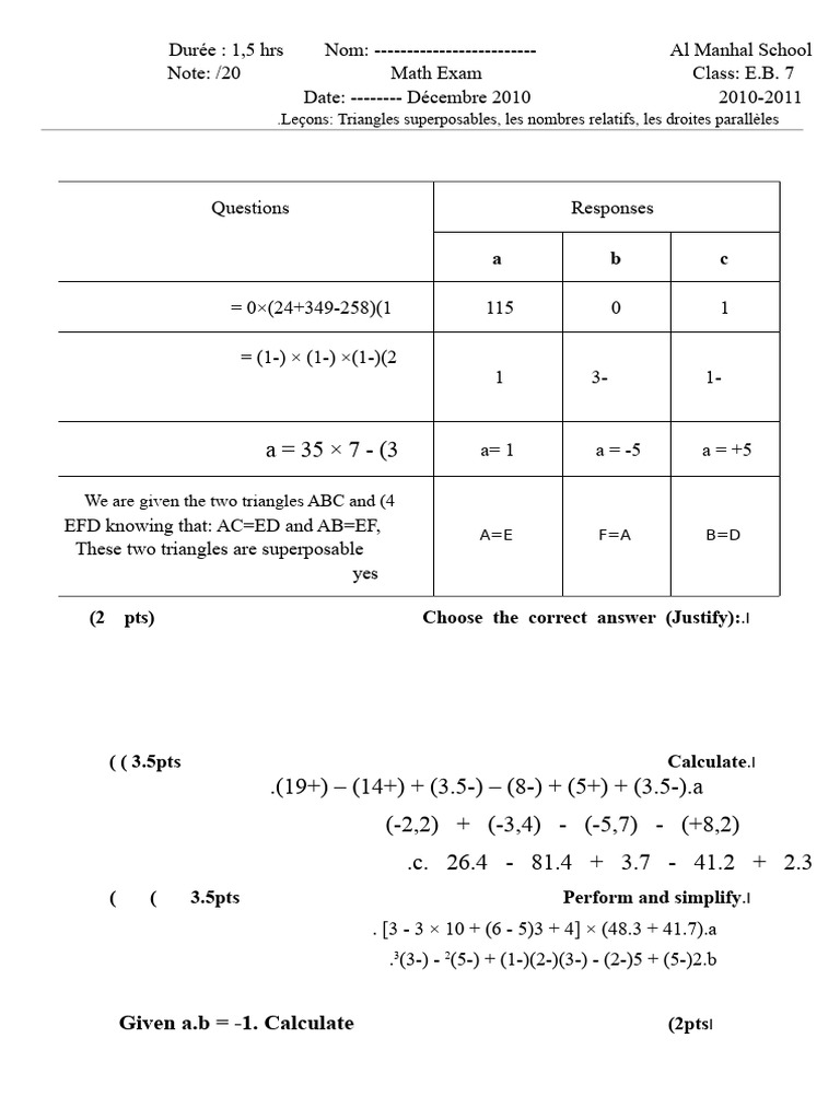 New Math Grade 7 - Nour Randa Dec | PDF | Triangle | Elementary Geometry