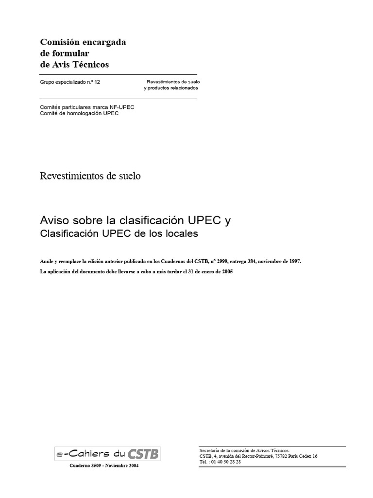 Clasificación UPEC de Revestimientos de Suelo | PDF | Revestimiento | Agua