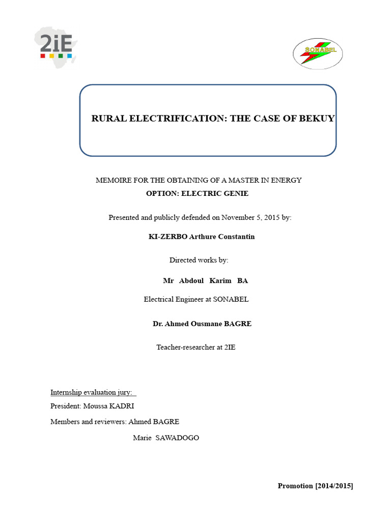 Rural Electrification Project in Bekuy | PDF | Electric Power ...