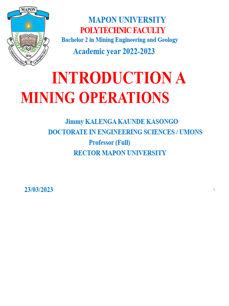 Mining Engineering Course Overview | PDF | Mining | Ore