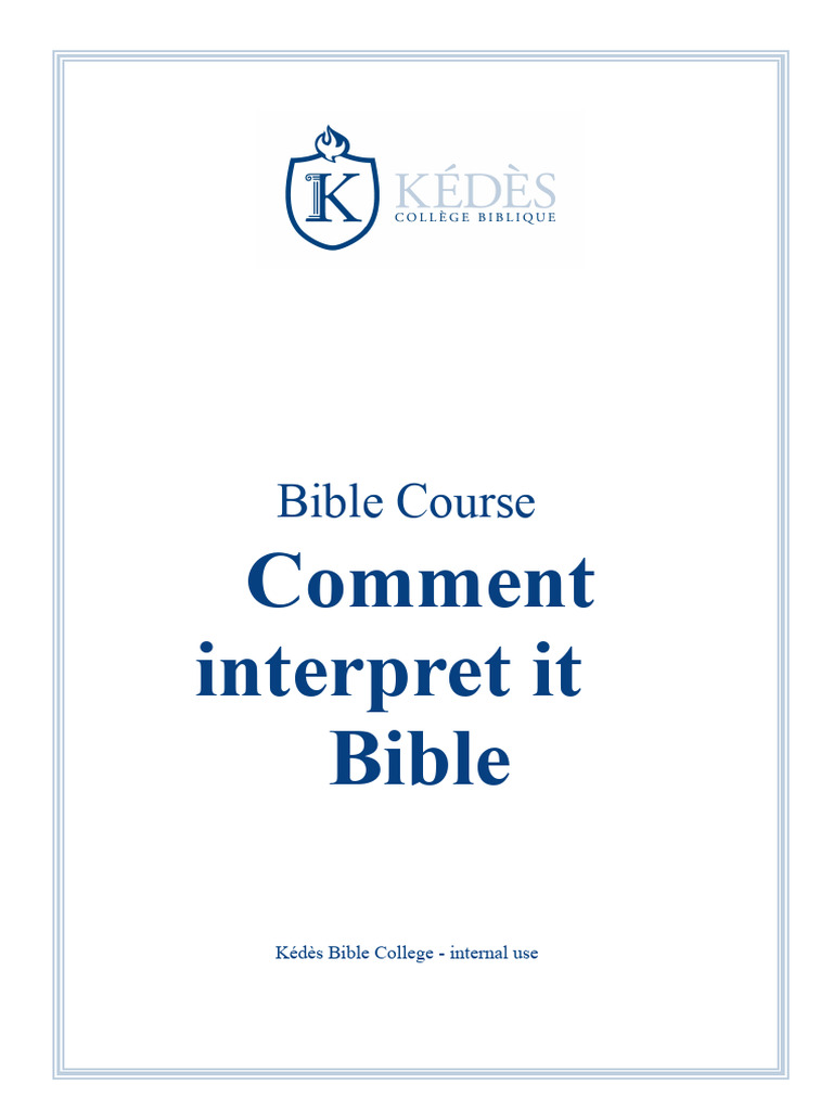 How to interpret the Bible - KEDES Bible Course | PDF | Paul The ...