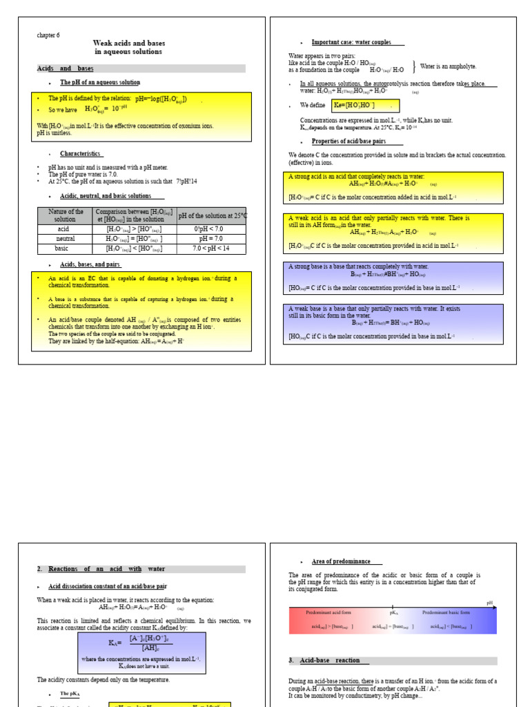 Summary Acids and Bases PDF | PDF | Ph | Acid