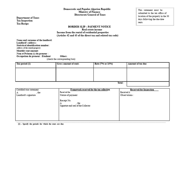 Declaration of Income From The Rental of Residential Properties (Series ...