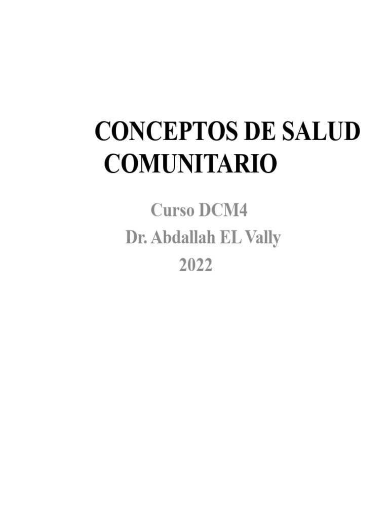 Curso DCM4 Conceptos de Salud Comunitaria | PDF | Promoción de la salud ...