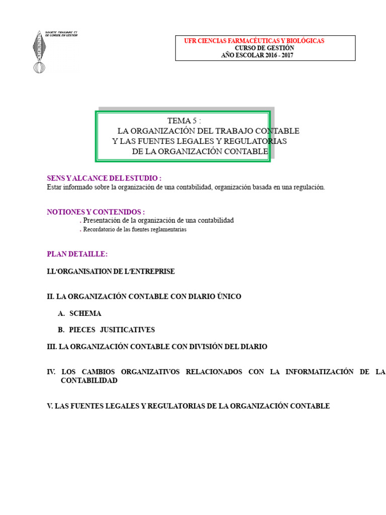 Tema 5 - La Organización Del Trabajo Contable PDF | PDF | Contabilidad ...