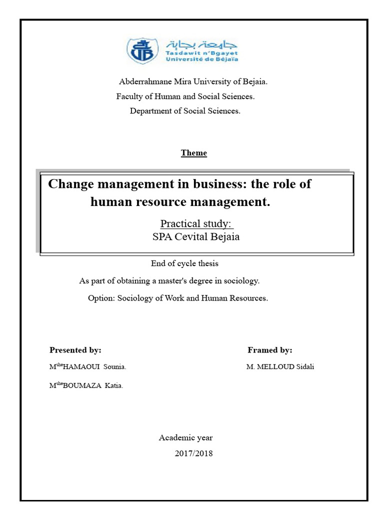 Change management in business: the role of human resource management ...