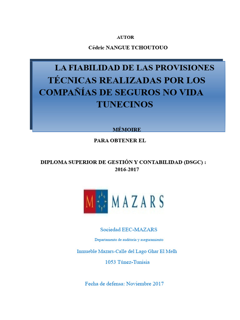 Memoria Cédric - INTEC DSGC | PDF | Seguro | normas internacionales de ...