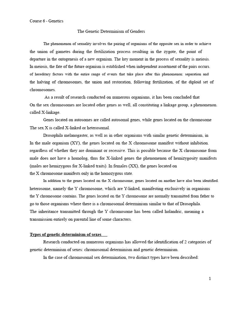 Genetic Determinism of Genders Explained | PDF | Mitochondrial Dna ...