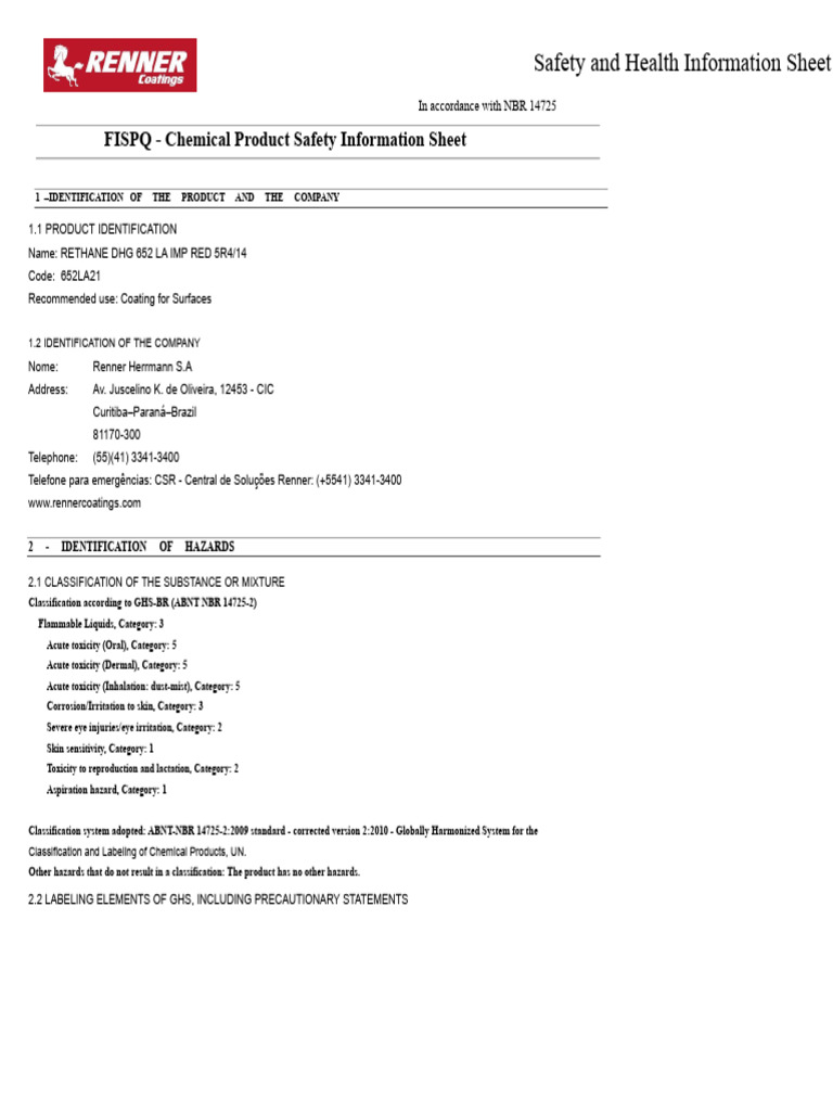 652la21.v03 Rethane Dhg 652 La Red Imp Secondary 5r414 | PDF | Toxicity ...
