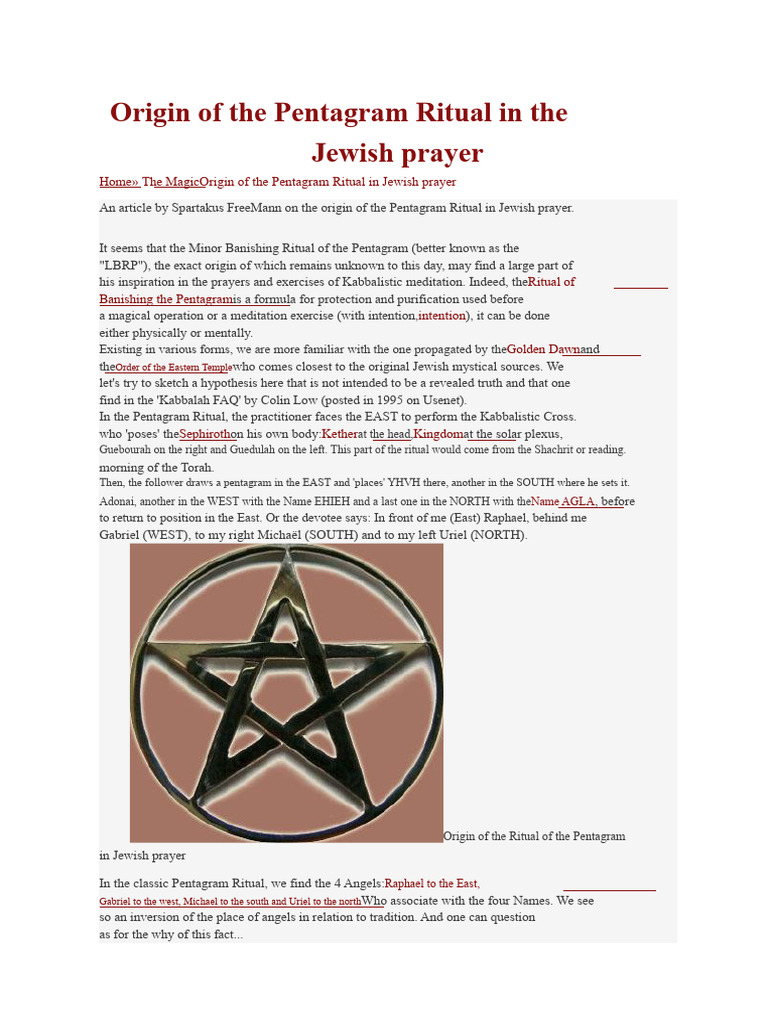 Pentagram Ritual's Jewish Prayer Origins | PDF | Kabbalah | Prayer