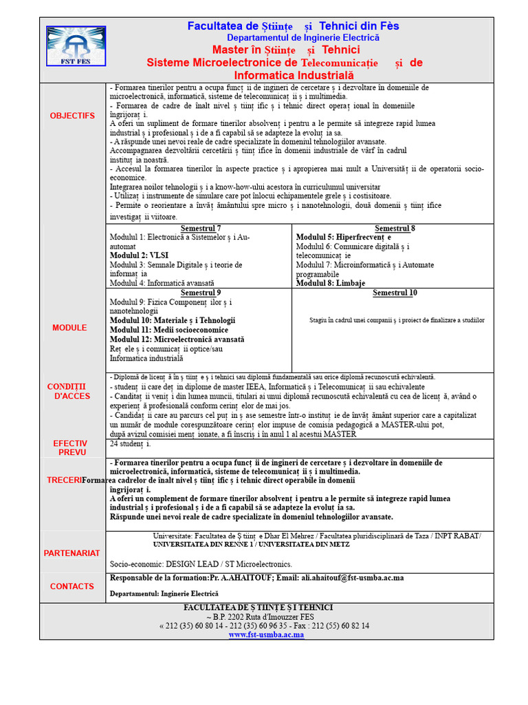 Master SC Tehnici FST Fès | PDF