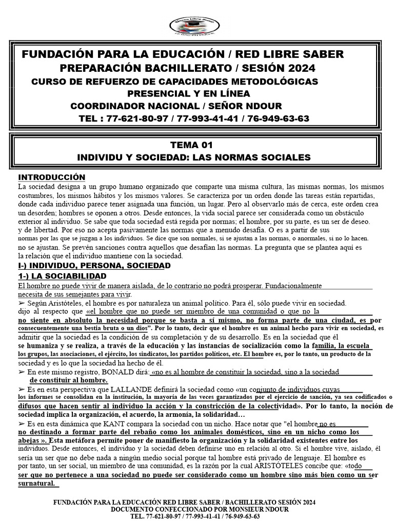 Individuo y Sociedad Las Normas Sociales | PDF | Sociedad | Jean ...