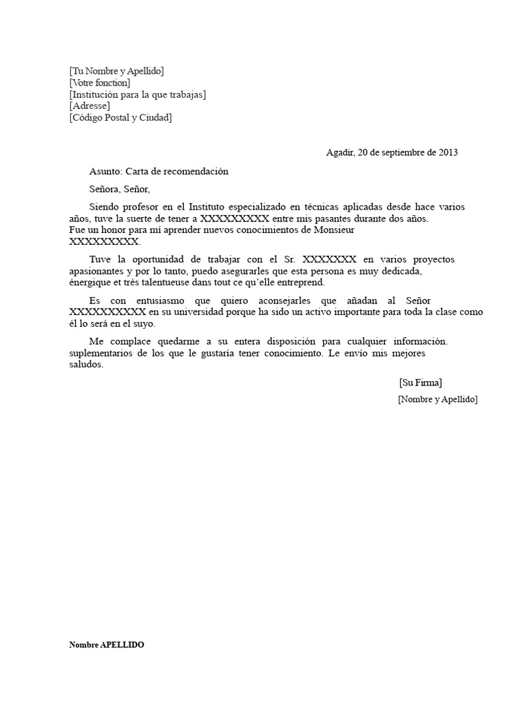 Carta de Recomendación Profesional | PDF