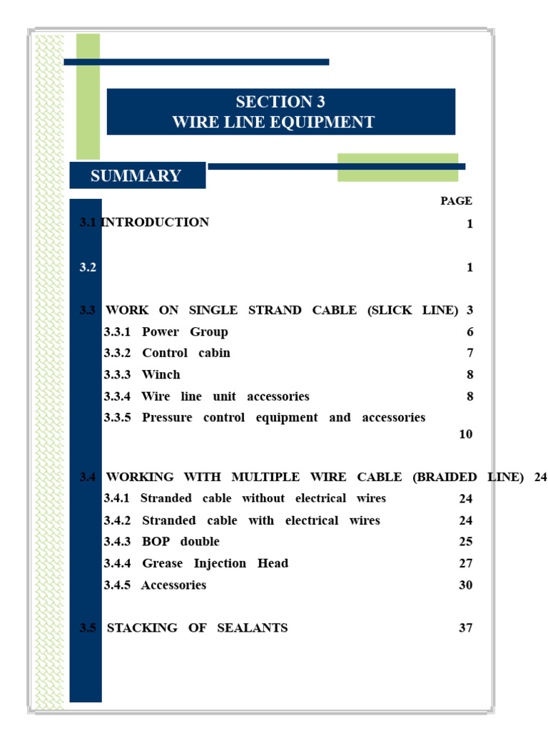 Wire Line Equipment Overview and Operations | PDF | Valve | Wire