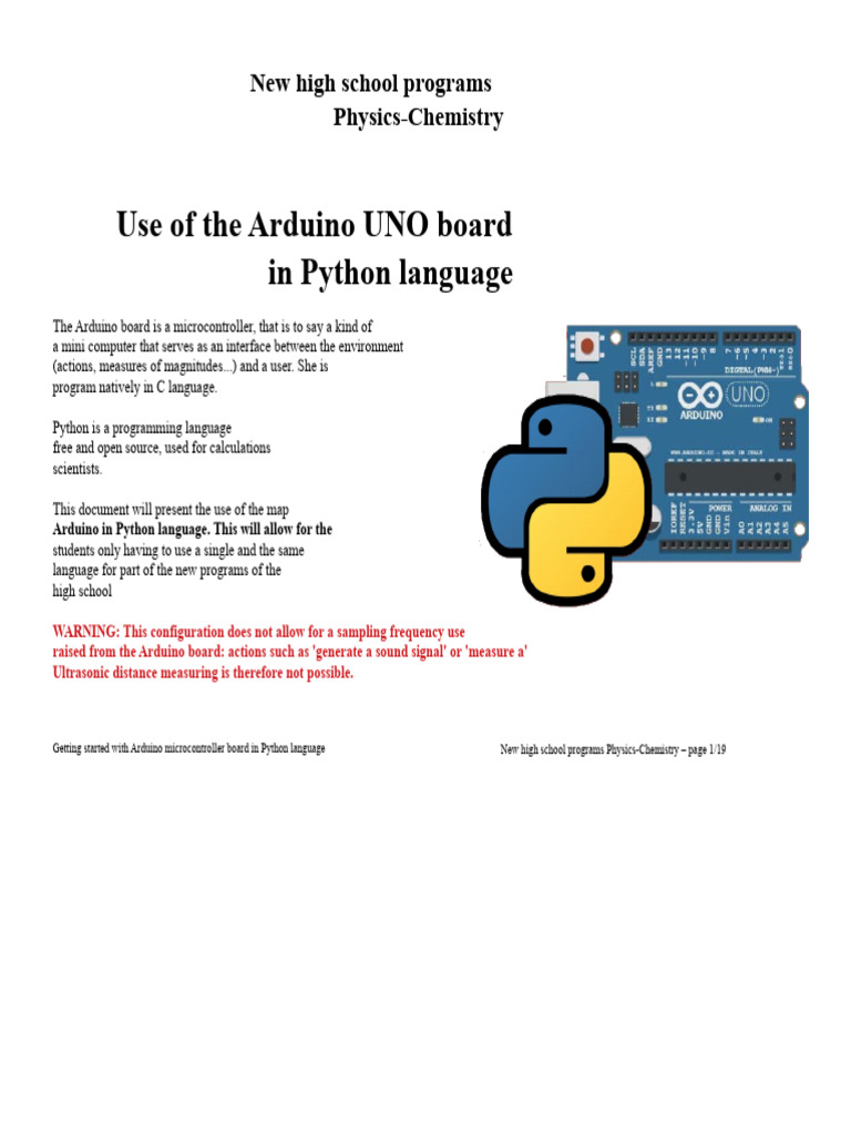 Arduino UNO with Python for High School | PDF | Arduino | Computer ...