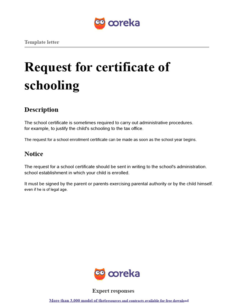 Request for School Certificate Template | PDF