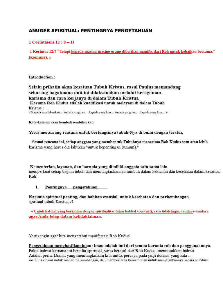 Pentingnya Karunia Roh Kudus dalam Kristen | PDF