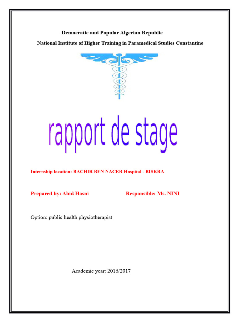 Internship Report: Physiotherapy at Biskra Hospital | PDF | Knee ...