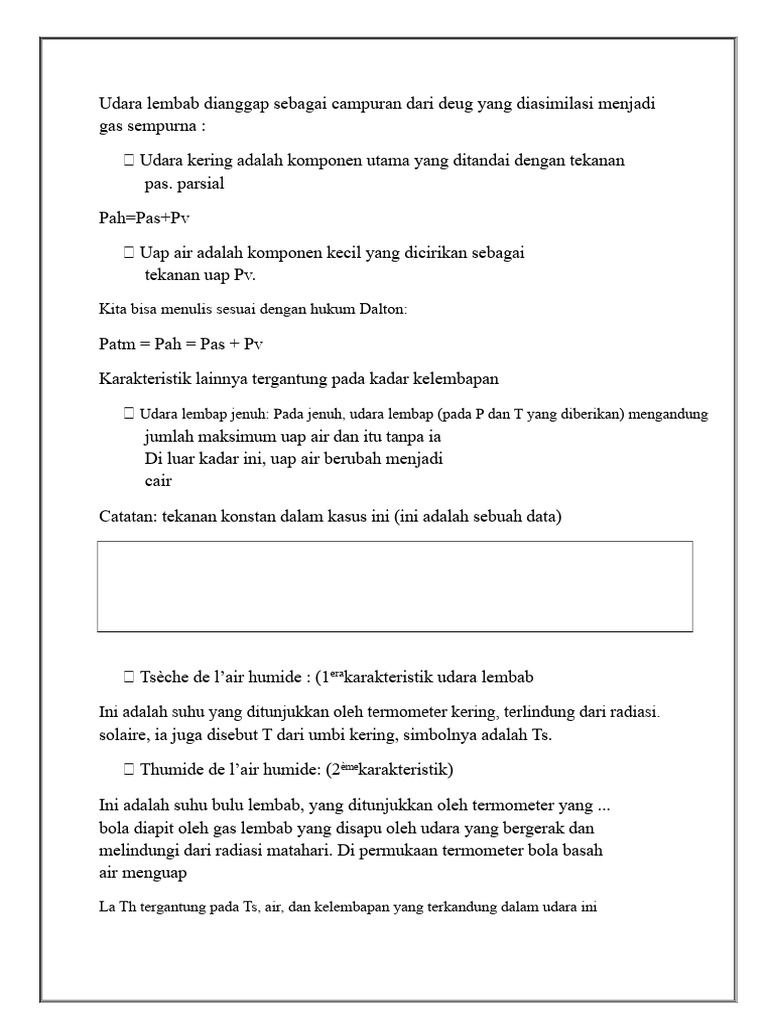 Karakteristik dan Entalpi Udara Lembab | PDF