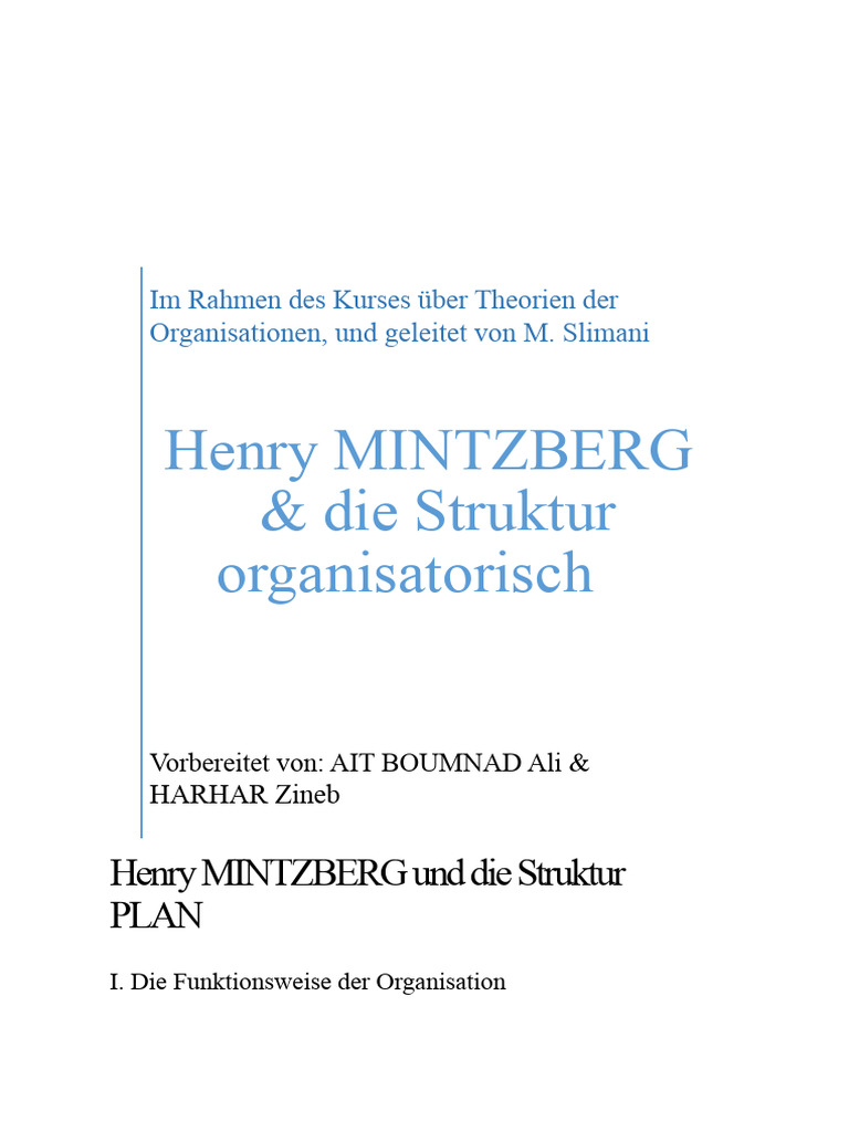 Exposee Theorie Der Organisationen Mintzberg | PDF