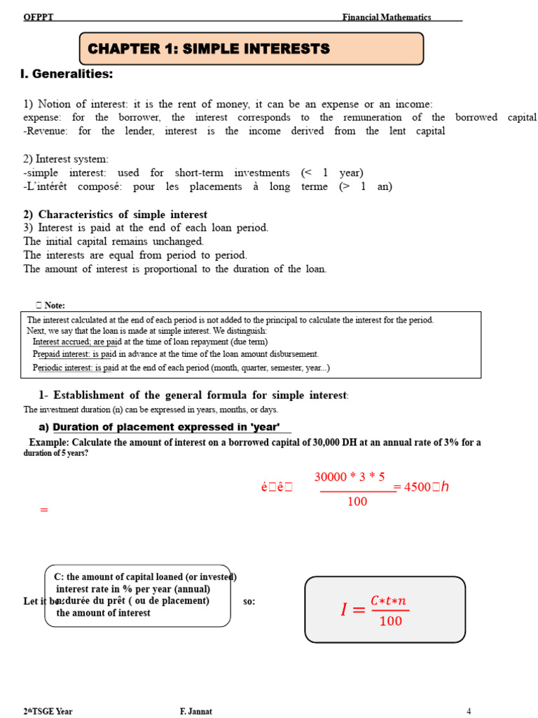 Ch1 Simple Interest Math Fin | PDF | Interest | Transaction Account