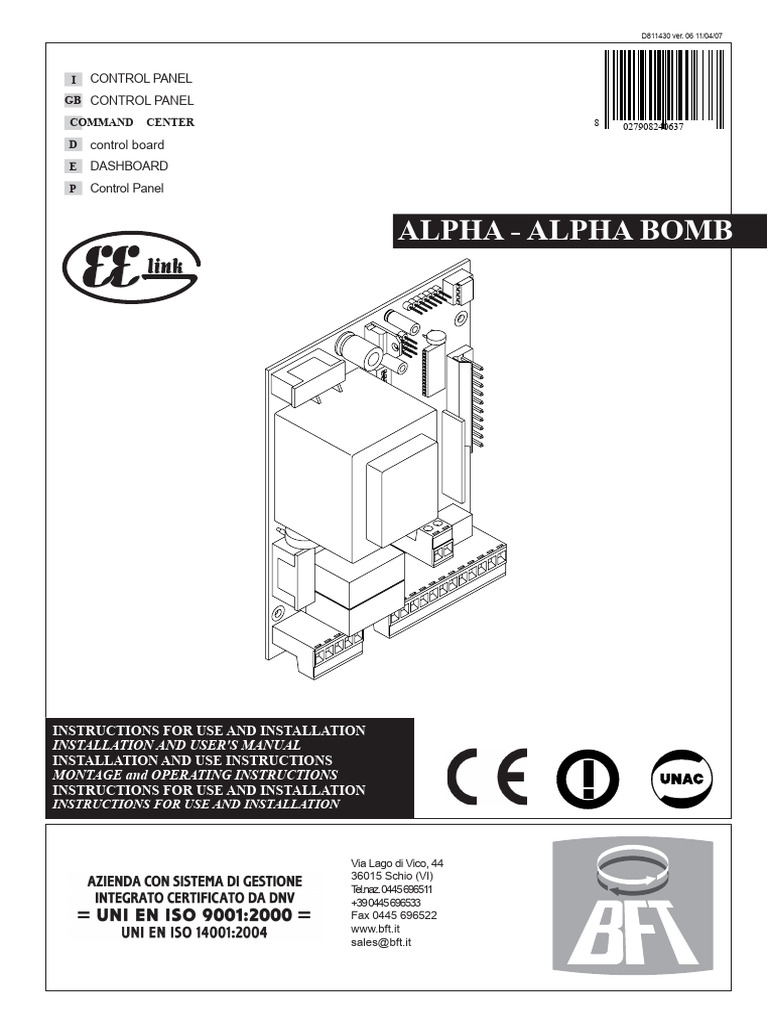 Alpha-Alpha BOM Control Panel Manual | PDF | Switch | Mains Electricity