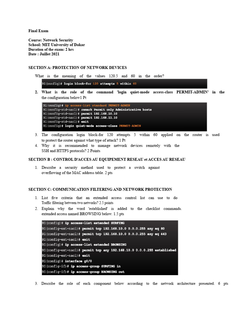 MIT Network Security Final Exam 2021 | PDF | Computer Network | File ...