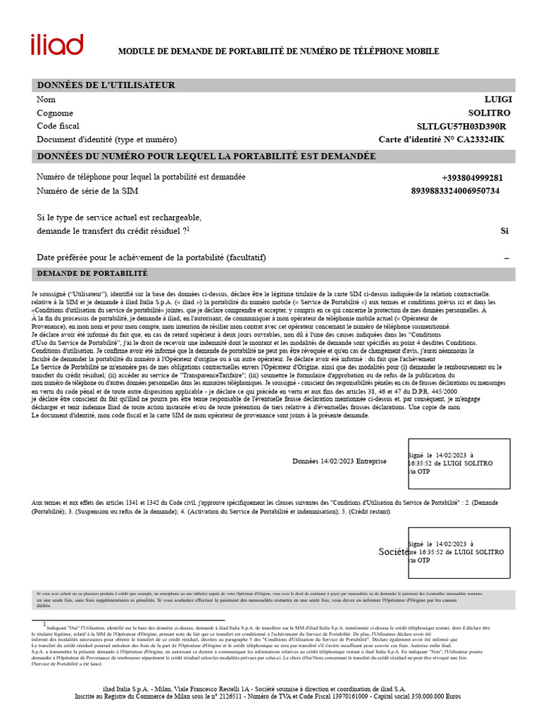Demande de Portabilité de Numéro Mobile | PDF | Crédit | Finance et ...