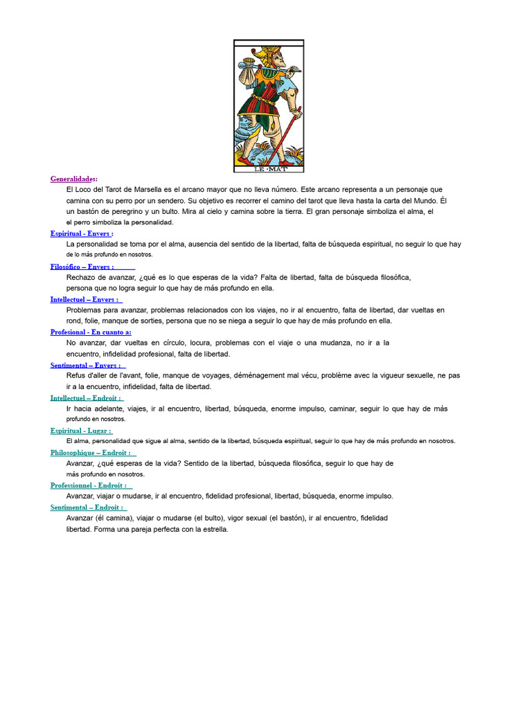 Arcano Mayor del Tarot de Marsella | PDF | Arcanos Mayores | Tarot