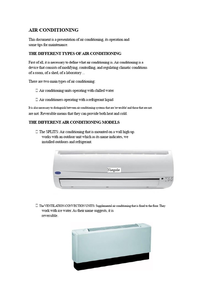 Air Conditioning Types and Maintenance Tips | PDF | Air Conditioning ...
